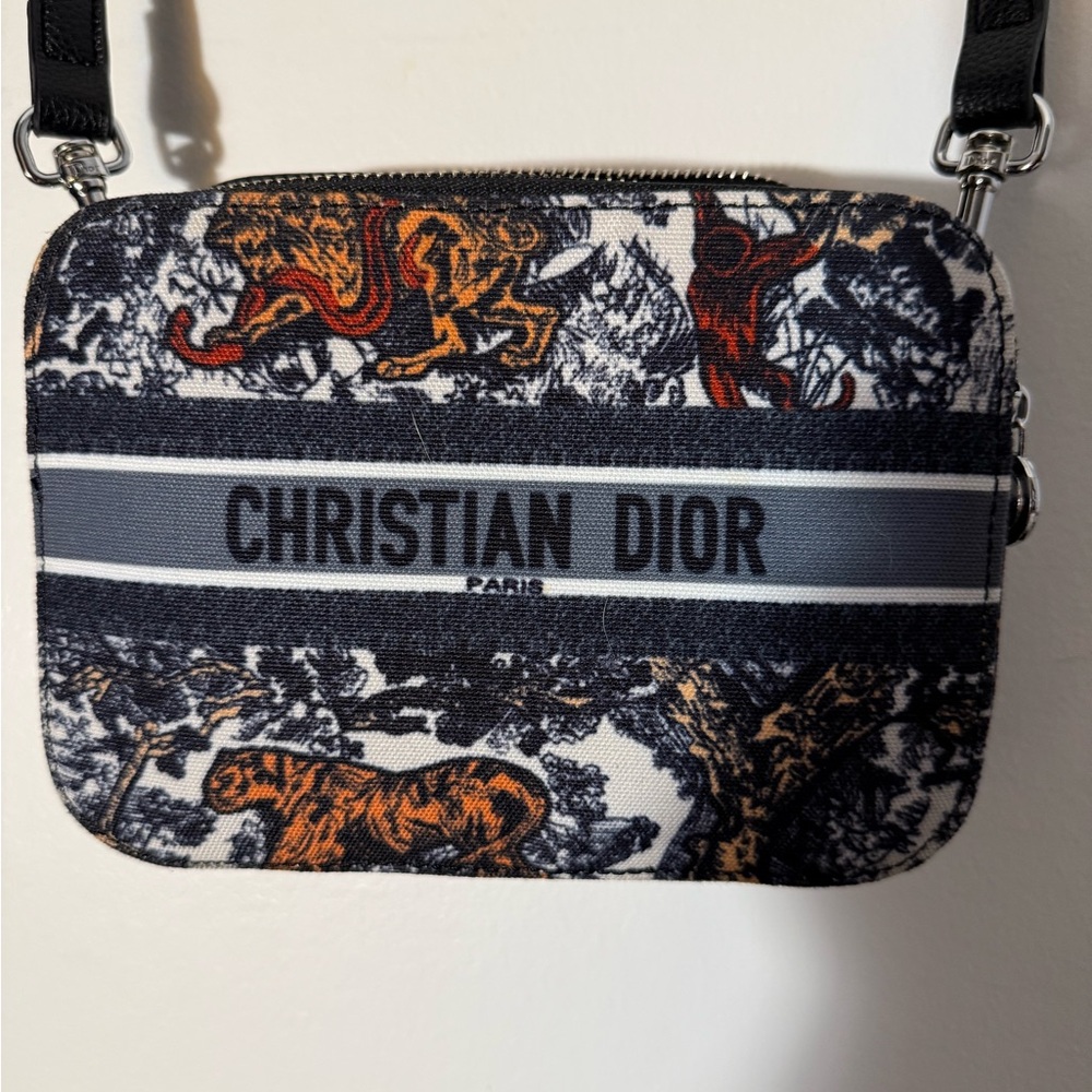 Dior Navy Blue  and Orange Patterned Crossbody Bag